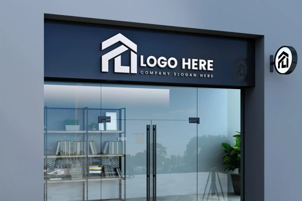 Contoh wall sign yang digunakan untuk memberikan menunjukkan identitas perusahaan. Sumber: Graphicsfamily.com