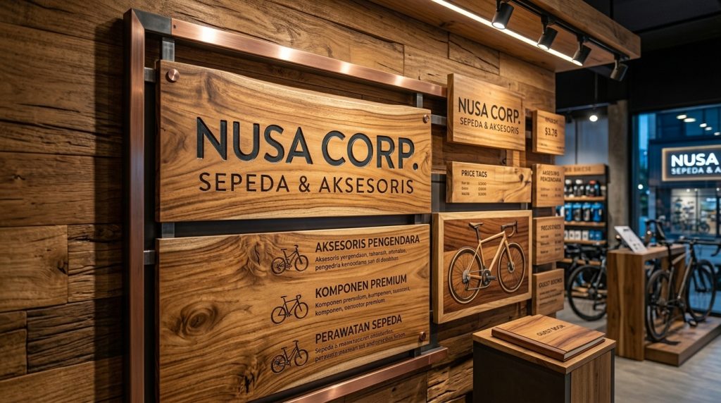 Material Signage Kayu. AI
